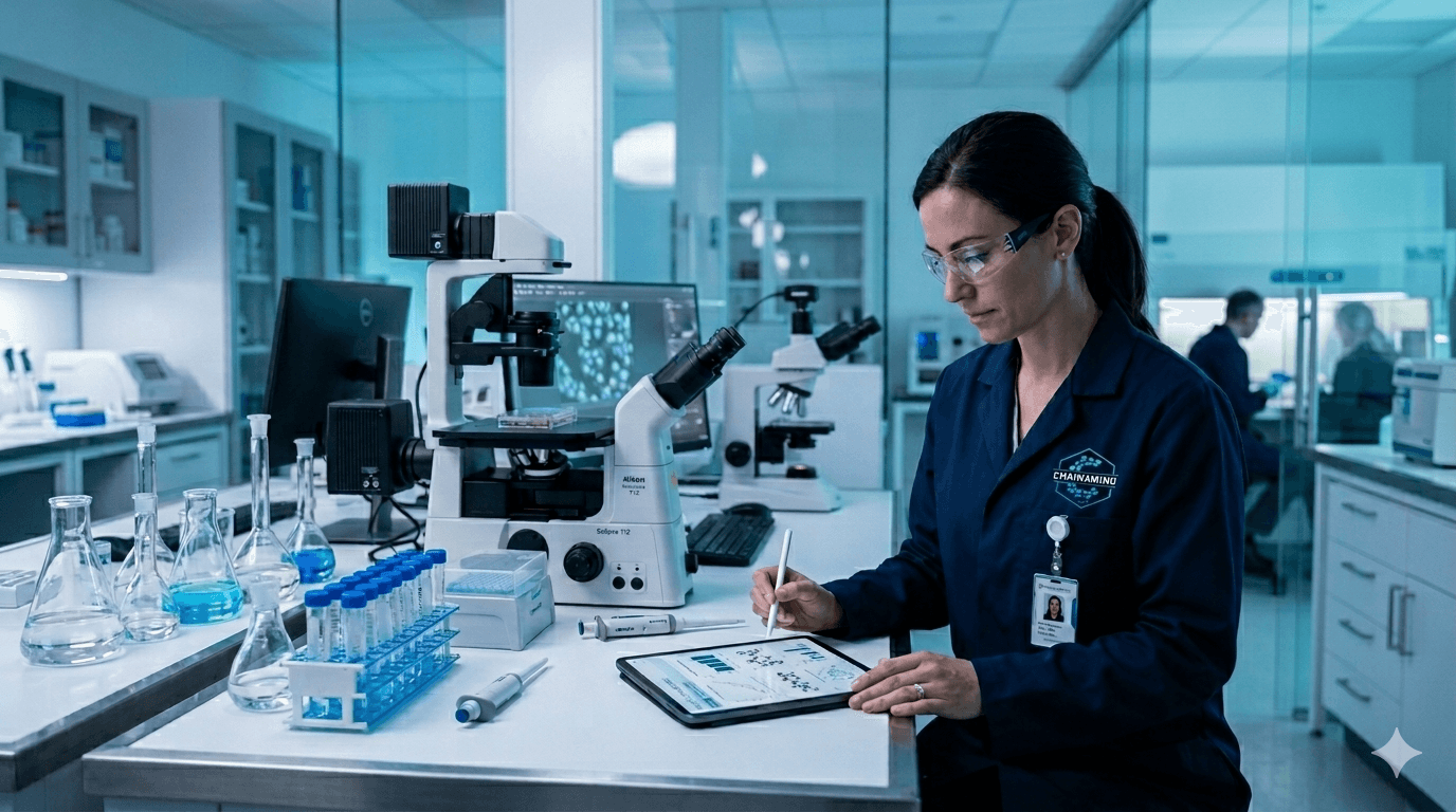 Researcher reviewing data